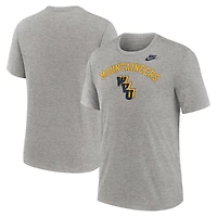 T-shirt Nike gris chiné West Virginia Mountaineers Legacy Arch Tri-Blend pour homme