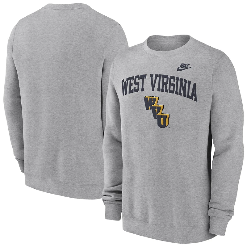 Men's Nike Heather Gray West Virginia Mountaineers Legacy Classic Pullover Sweatshirt