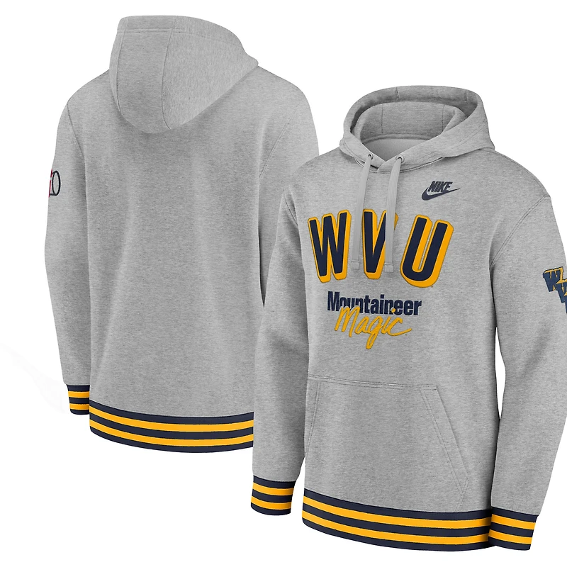 Sweat à capuche rétro Nike West Virginia Mountaineers Legacy pour homme, gris chiné