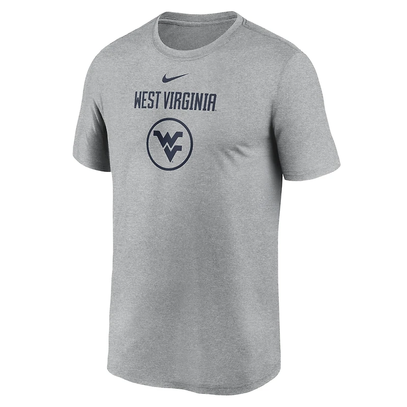 T-shirt Nike Heather Grey West Virginia Mountaineers pour homme - Légende du basket-ball sur le terrain Performance