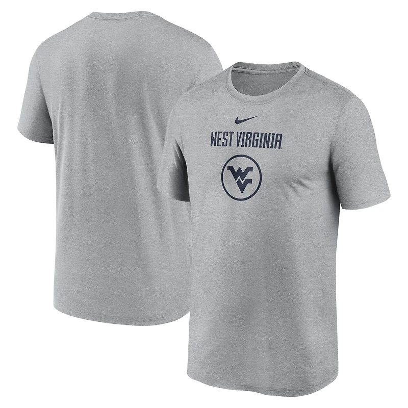 T-shirt Nike Heather Grey West Virginia Mountaineers pour homme - Légende du basket-ball sur le terrain Performance