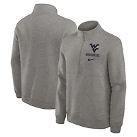 Pull Nike gris chiné pour homme, Primetime Club, demi-zippé, des West Virginia Mountaineers