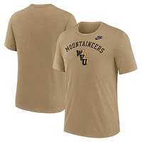 Men's Nike Heather Light Brown West Virginia Mountaineers Legacy Arch Tri-Blend T-Shirt