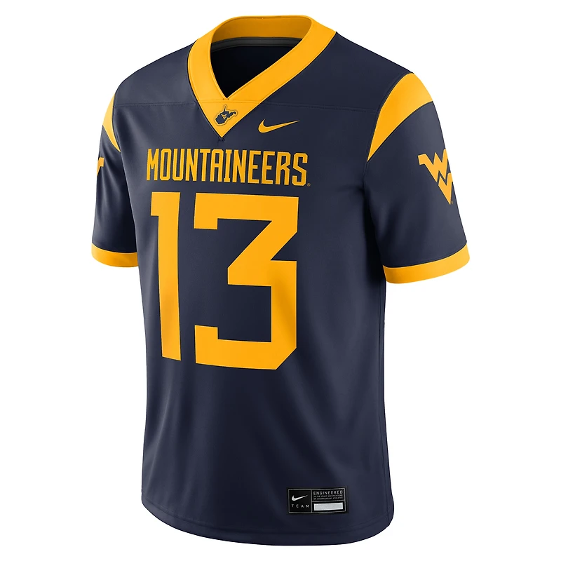 Men's Nike Jaylen Henderson Navy West Virginia Mountaineers Home  NIL Football Game Jersey