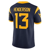 Men's Nike Jaylen Henderson Navy West Virginia Mountaineers Home  NIL Football Game Jersey