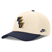 Casquette ajustable Nike Academic Rise Dri-FIT pour homme, coloris naturel/bleu marine, West Virginia Mountaineers