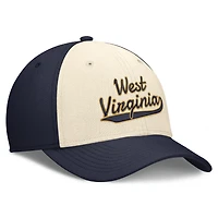 Casquette Nike Legacy Swooshflex Dri-FIT pour homme, coloris naturel/marine, West Virginia Mountaineers