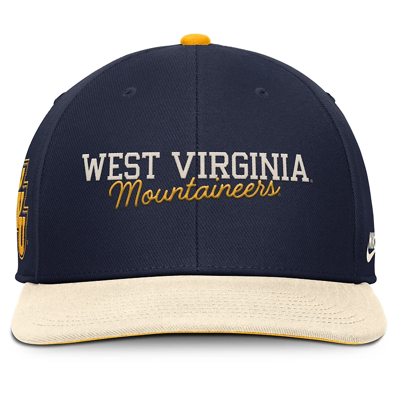 Men's Nike Navy/Cream West Virginia Mountaineers Pro Legacy Script Snapback Hat