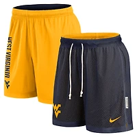 Men's Nike Navy/Gold West Virginia Mountaineers Courtside Standard Issue Dri-FIT Reversible Shorts