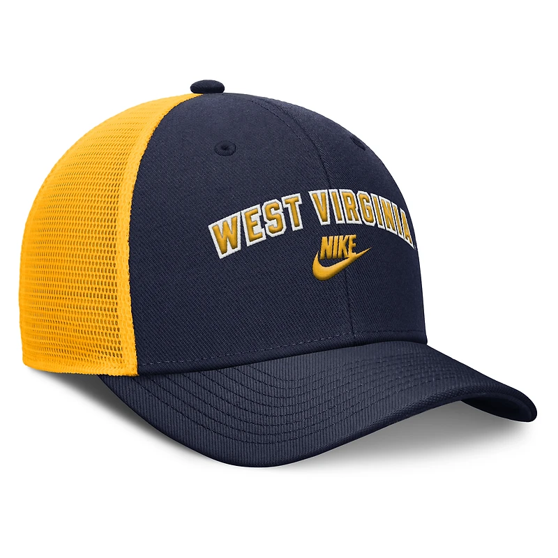 Men's Nike Navy/Gold West Virginia Mountaineers Legacy Arch Rise Performance Trucker Adjustable Hat