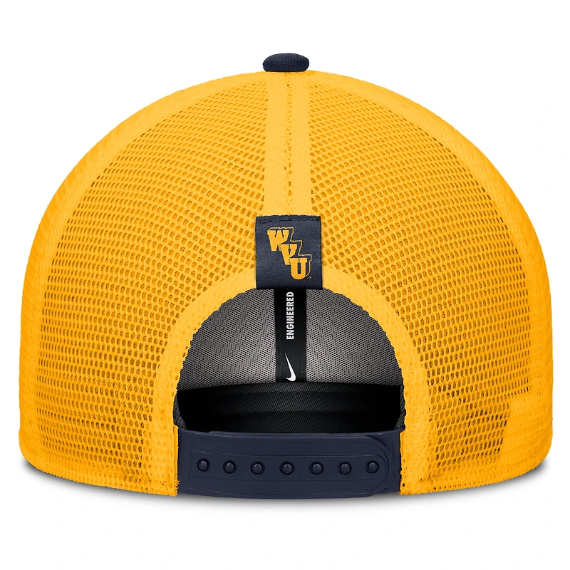 Men's Nike Navy/Gold West Virginia Mountaineers Legacy Arch Rise Performance Trucker Adjustable Hat