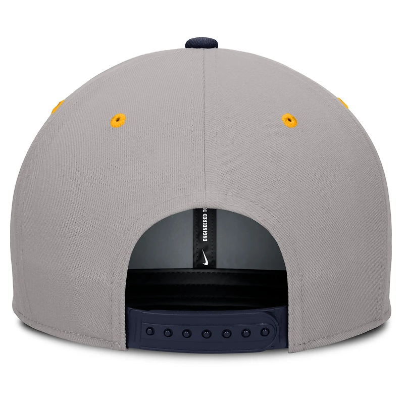 Casquette Nike Prep Pro Performance Snapback bleu marine/gris pour homme des West Virginia Mountaineers