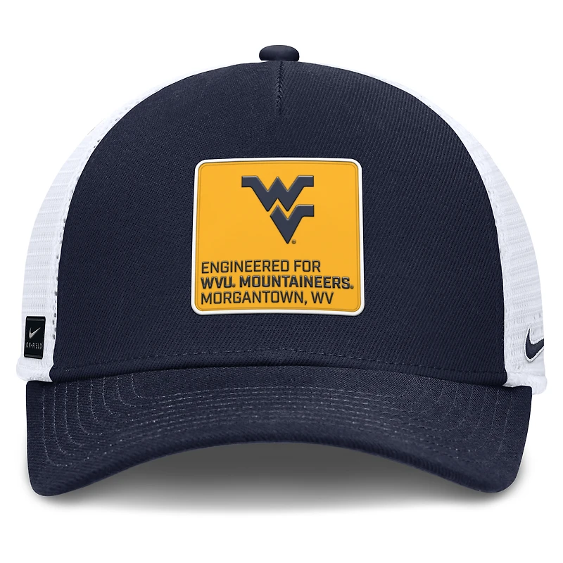 Men's Nike  Navy/White West Virginia Mountaineers 2025 On-Field Rise Engineered Trucker Adjustable Hat