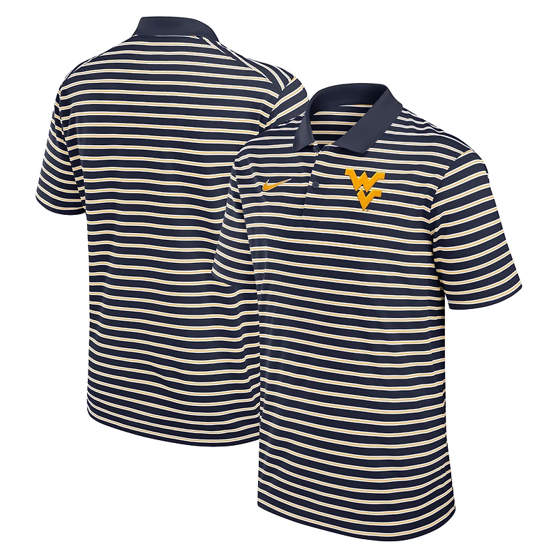 Men's Nike Navy/White West Virginia Mountaineers Primetime Victory Striped Dri-FIT Polo