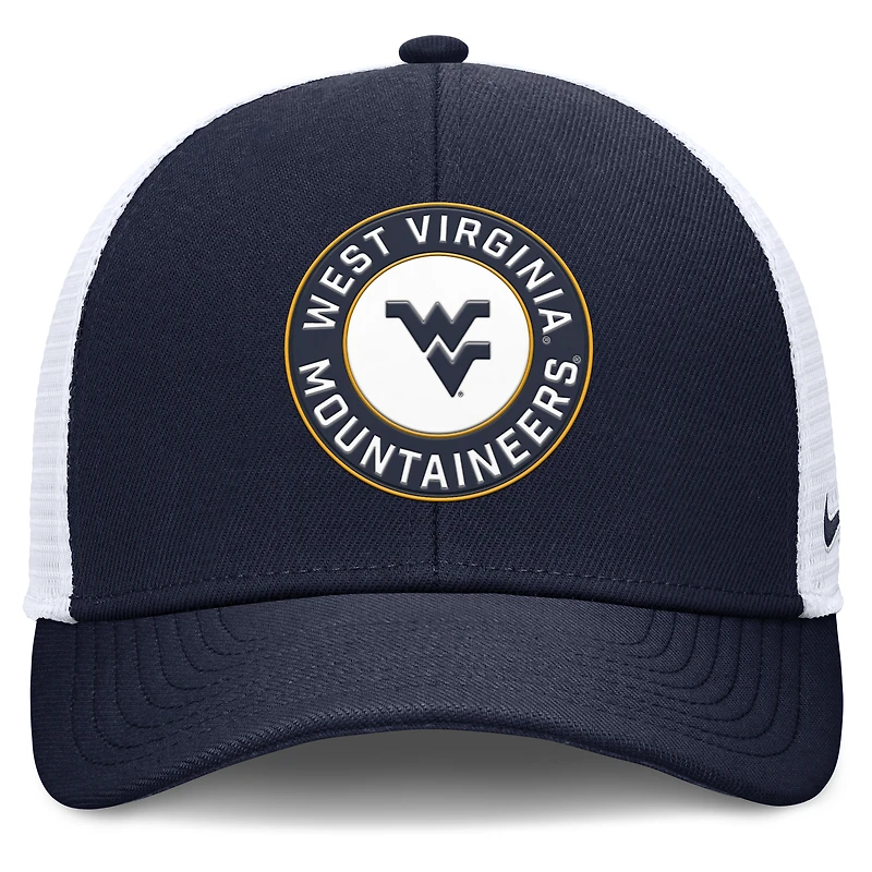 Men's Nike Navy/White West Virginia Mountaineers Rise Primetime Performance Trucker Adjustable Hat