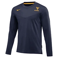 T-shirt à manches longues pour homme Nike West Virginia Mountaineers 2022 Game Day Sideline Performance - Bleu marine