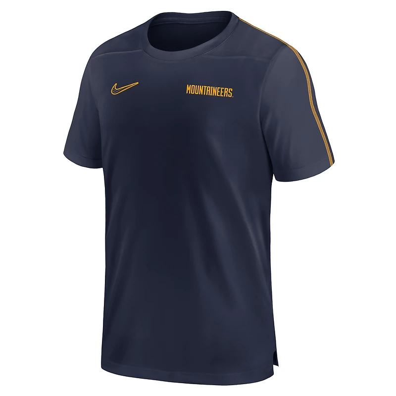 Haut Nike bleu marine West Virginia Mountaineers 2024 Sideline Coach Performance pour homme