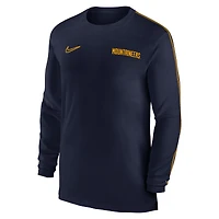 Men's Nike Navy West Virginia Mountaineers 2024 Sideline Coach UV Performance Long Sleeve T-Shirt