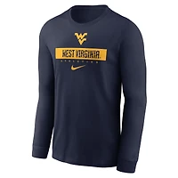 T-shirt Nike bleu marine West Virginia Mountaineers 2024 Sideline Legend Dri-FIT à manches longues pour homme