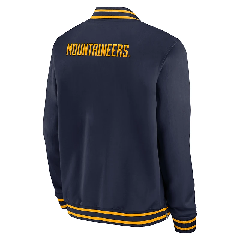 Men's Nike Navy West Virginia Mountaineers 2024 Sideline Relaxed Full-Zip Bomber Jacket