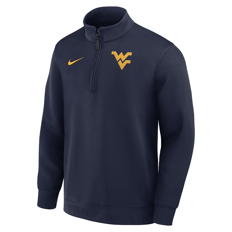 Pull Nike bleu marine West Virginia Mountaineers 2025 Coaches Premium Dri-FIT à demi-zip pour homme