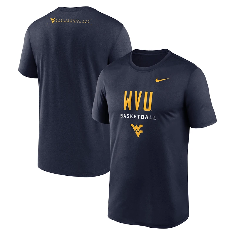 T-shirt Nike bleu marine West Virginia Mountaineers 2025 Courtside Basketball Legend Dri-FIT pour homme