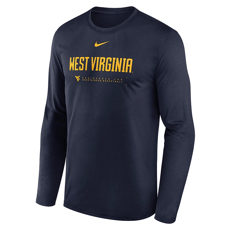 Men's Nike Navy West Virginia Mountaineers 2025 Courtside Basketball Shootaround Legend Dri-FIT Long Sleeve T-Shirt