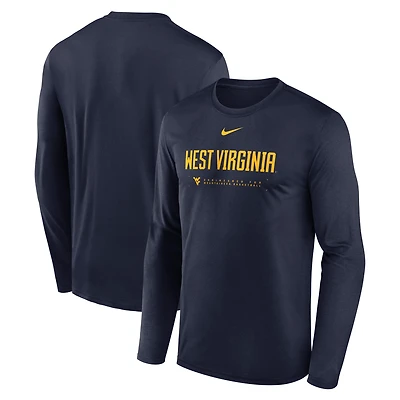 Men's Nike Navy West Virginia Mountaineers 2025 Courtside Basketball Shootaround Legend Dri-FIT Long Sleeve T-Shirt