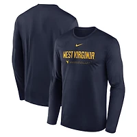 Men's Nike Navy West Virginia Mountaineers 2025 Courtside Basketball Shootaround Legend Dri-FIT Long Sleeve T-Shirt