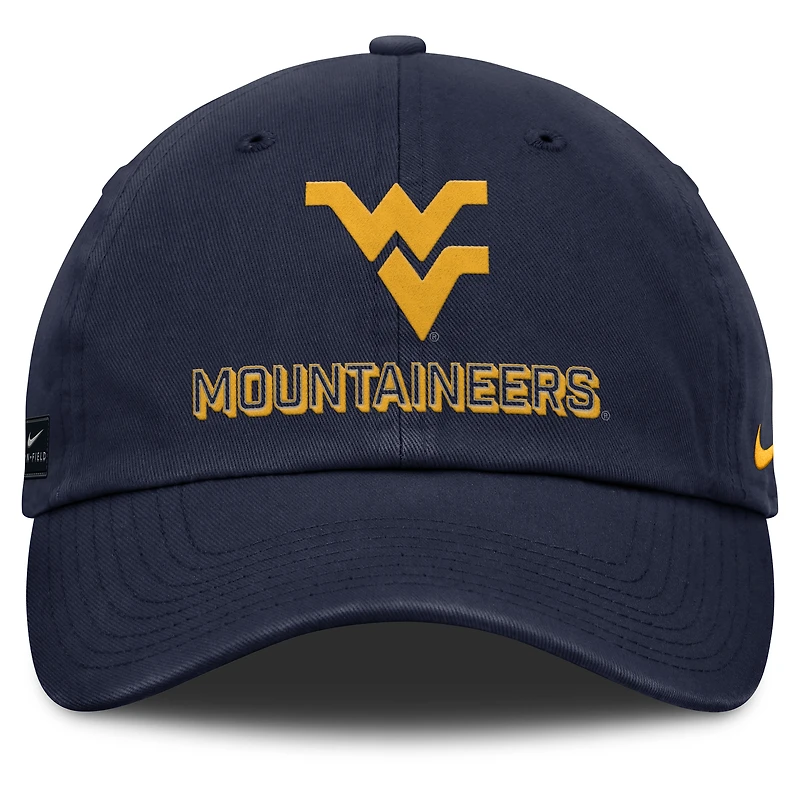 Casquette ajustable Nike bleu marine West Virginia Mountaineers 2025 On-Field Club pour homme