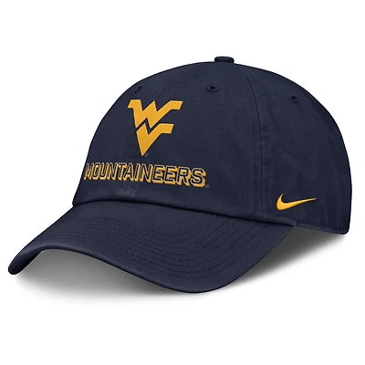 Casquette ajustable Nike bleu marine West Virginia Mountaineers 2025 On-Field Club pour homme