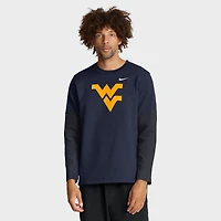 T-shirt Nike bleu marine West Virginia Mountaineers 2025 Sideline Coach Therma-FIT à manches longues pour homme