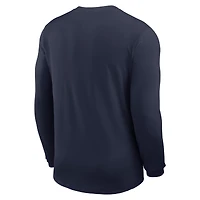 Maillot Nike bleu marine West Virginia Mountaineers 2025 Sideline Coach UV Dri-FIT à manches longues pour homme