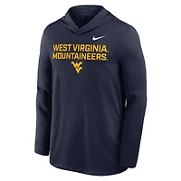 Men's Nike Navy West Virginia Mountaineers 2025 Sideline Dri-FIT Long Sleeve Hoodie T-Shirt
