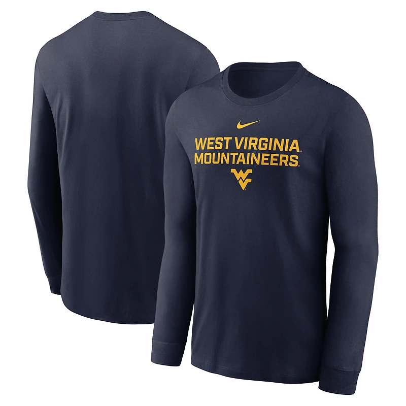 Men's Nike Navy West Virginia Mountaineers 2025 Sideline Dri-FIT Long Sleeve T-Shirt