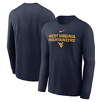 Men's Nike Navy West Virginia Mountaineers 2025 Sideline Dri-FIT Long Sleeve T-Shirt