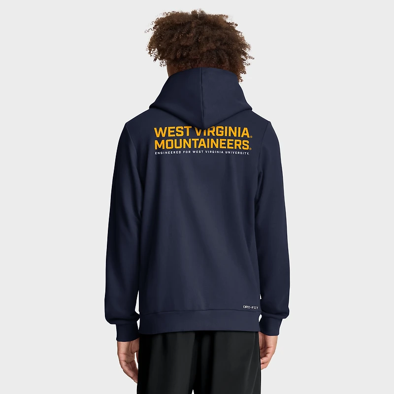 Sweat à capuche Nike bleu marine West Virginia Mountaineers 2025 Sideline Standard Issue Dri-FIT entièrement zippé pour homme