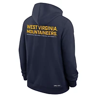 Sweat à capuche Nike bleu marine West Virginia Mountaineers 2025 Sideline Standard Issue Dri-FIT entièrement zippé pour homme