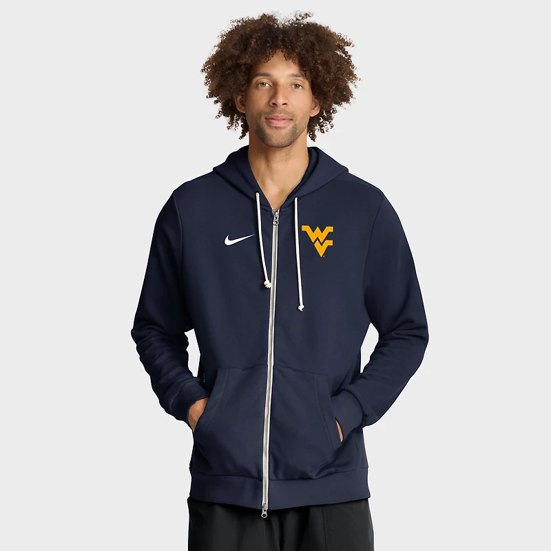 Sweat à capuche Nike bleu marine West Virginia Mountaineers 2025 Sideline Standard Issue Dri-FIT entièrement zippé pour homme