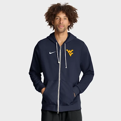 Sweat à capuche Nike bleu marine West Virginia Mountaineers 2025 Sideline Standard Issue Dri-FIT entièrement zippé pour homme