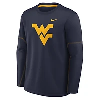Men's Nike Navy West Virginia Mountaineers 2026 Sideline Coaches Therma-FIT Long Sleeve Top