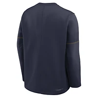 Men's Nike Navy West Virginia Mountaineers 2026 Sideline Coaches Therma-FIT Long Sleeve Top