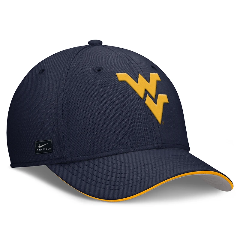 Men's Nike Navy West Virginia Mountaineers 2026 Dugout Coaches Dri-FIT Rise Swoosh Flex Hat