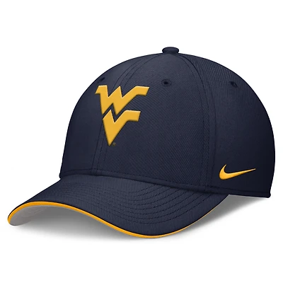 Casquette Nike Flex bleu marine West Virginia Mountaineers 2026 Dugout Coaches Dri-FIT Rise Swoosh pour homme