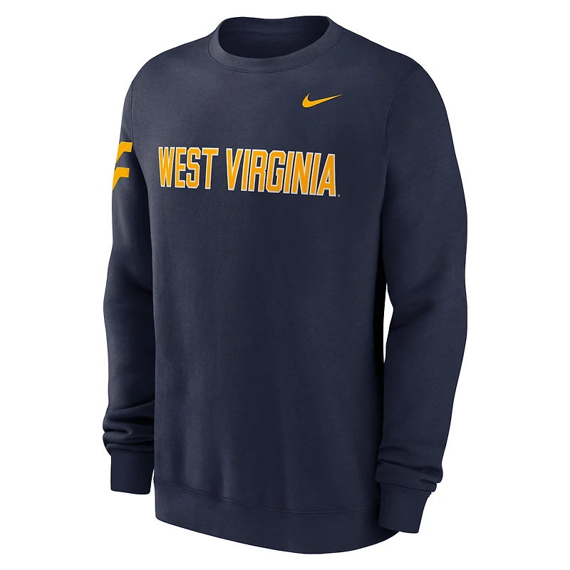 Men's Nike Navy West Virginia Mountaineers 2026 Sideline Club Sweatshirt