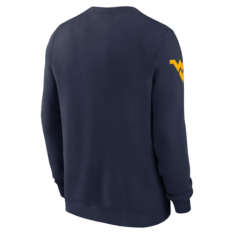 Sweat-shirt Nike Sideline Club bleu marine pour homme, West Virginia Mountaineers 2026