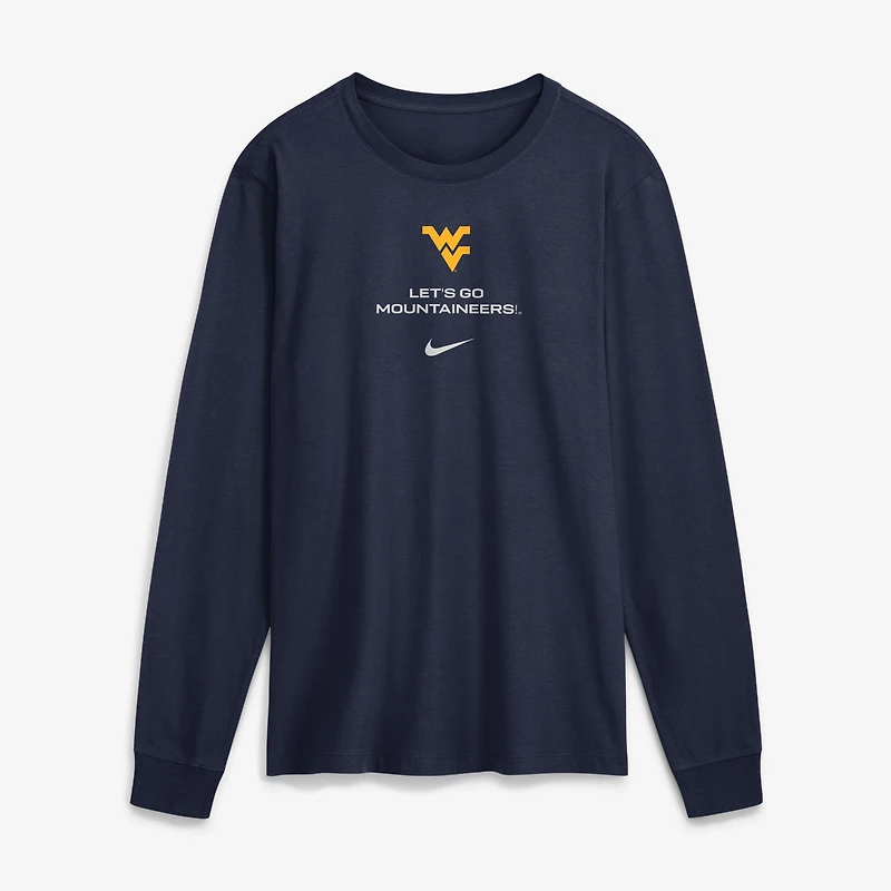T-shirt à manches longues Nike bleu marine West Virginia Mountaineers 2026 Sideline Dri-FIT pour homme