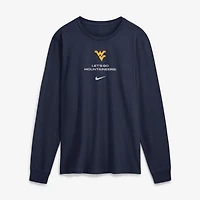 T-shirt à manches longues Nike bleu marine West Virginia Mountaineers 2026 Sideline Dri-FIT pour homme