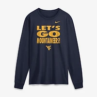 Men's Nike  Navy West Virginia Mountaineers 2026 Sideline Slogan Dri-FIT Long Sleeve T-Shirt