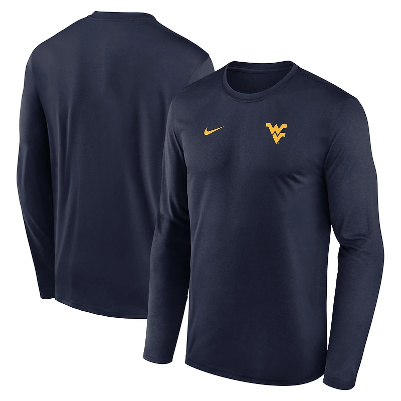 Men's Nike Navy West Virginia Mountaineers 2026 Sideline Small Logo Legend Dri-FIT Long Sleeve T-Shirt